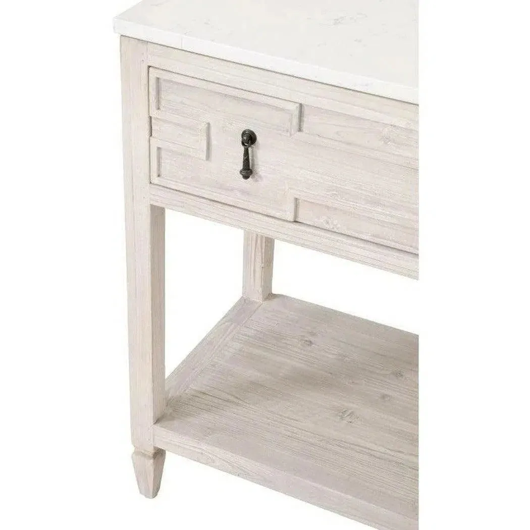 Emerie 2-Drawer Entry Console Table White Quartz Top