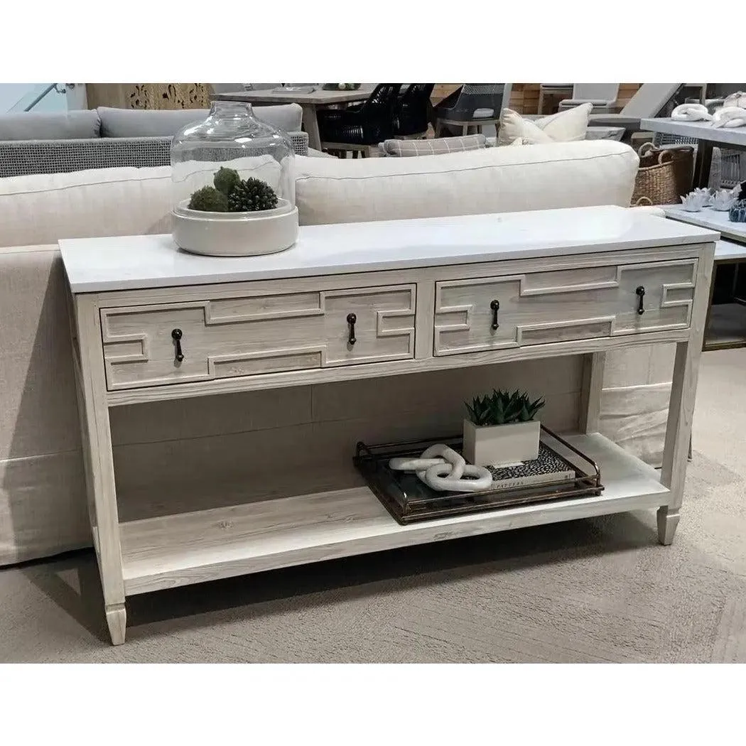 Emerie 2-Drawer Entry Console Table White Quartz Top