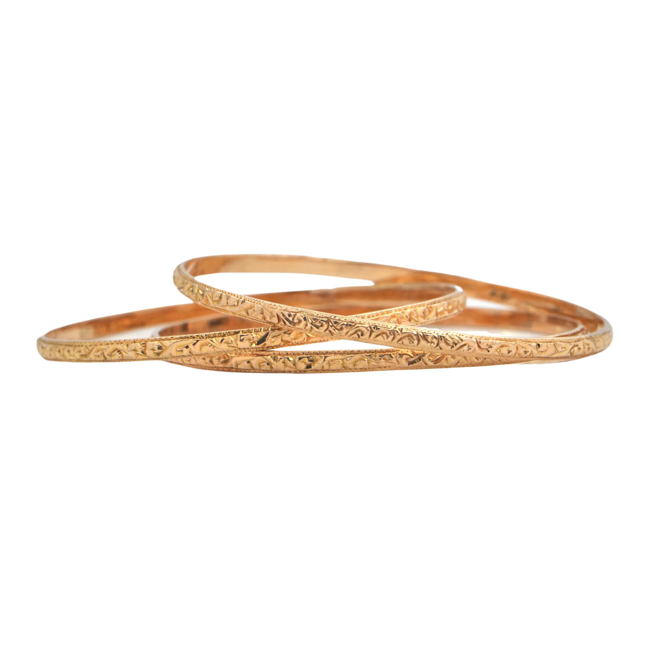 Estate Moroccan 18K Gold Bangle Bracelet (3 Available)