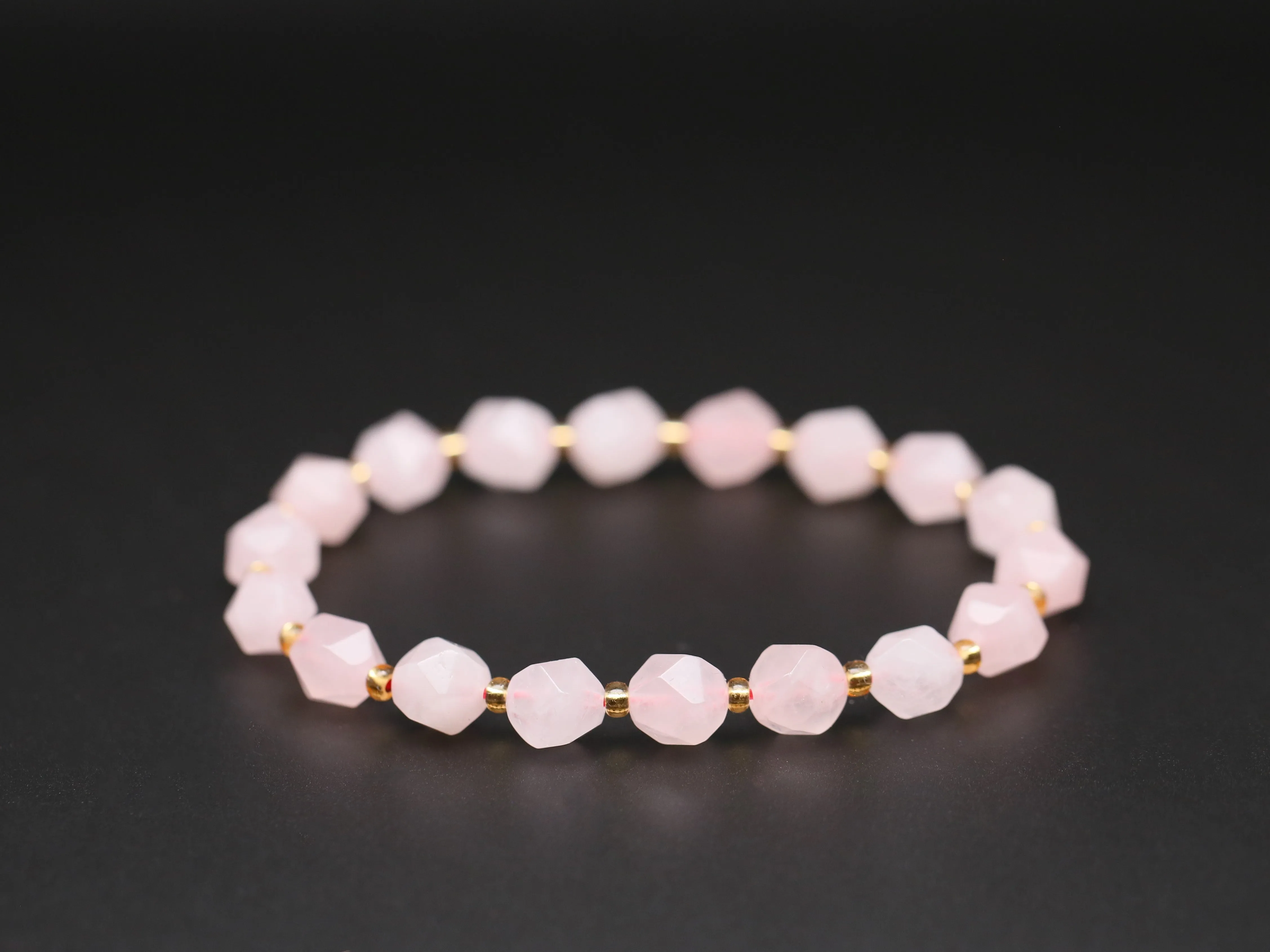 Faceted rose quartz bracelets