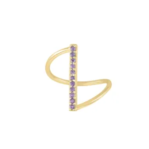 Fine Line Ring in Amethyst and Gold