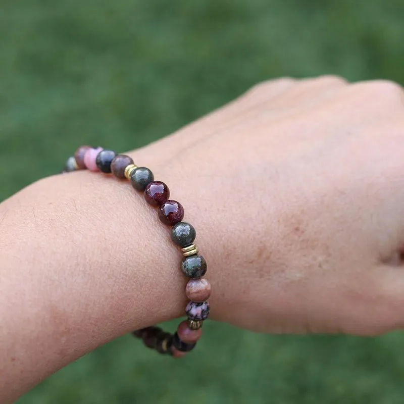 Garnet and Rhodonite Bracelet