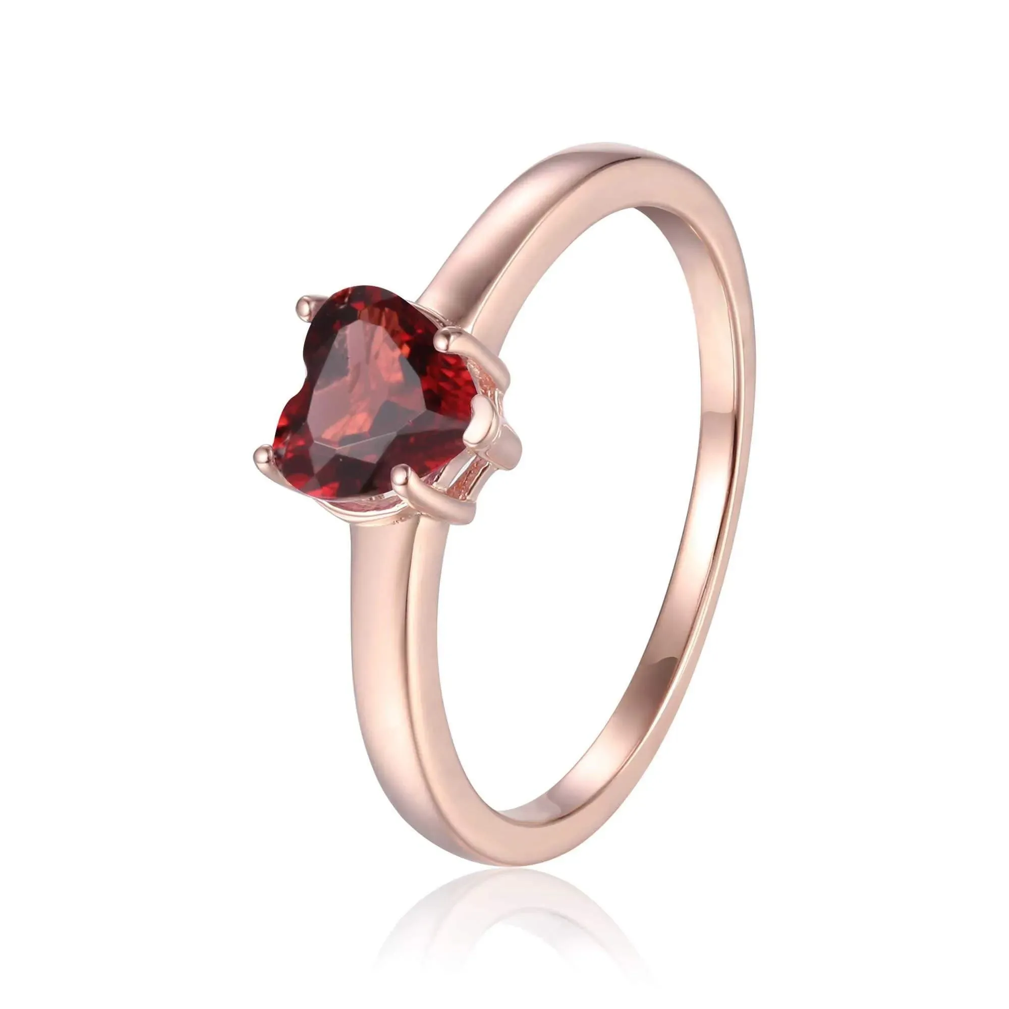 Garnet Solitaire Heart Ring