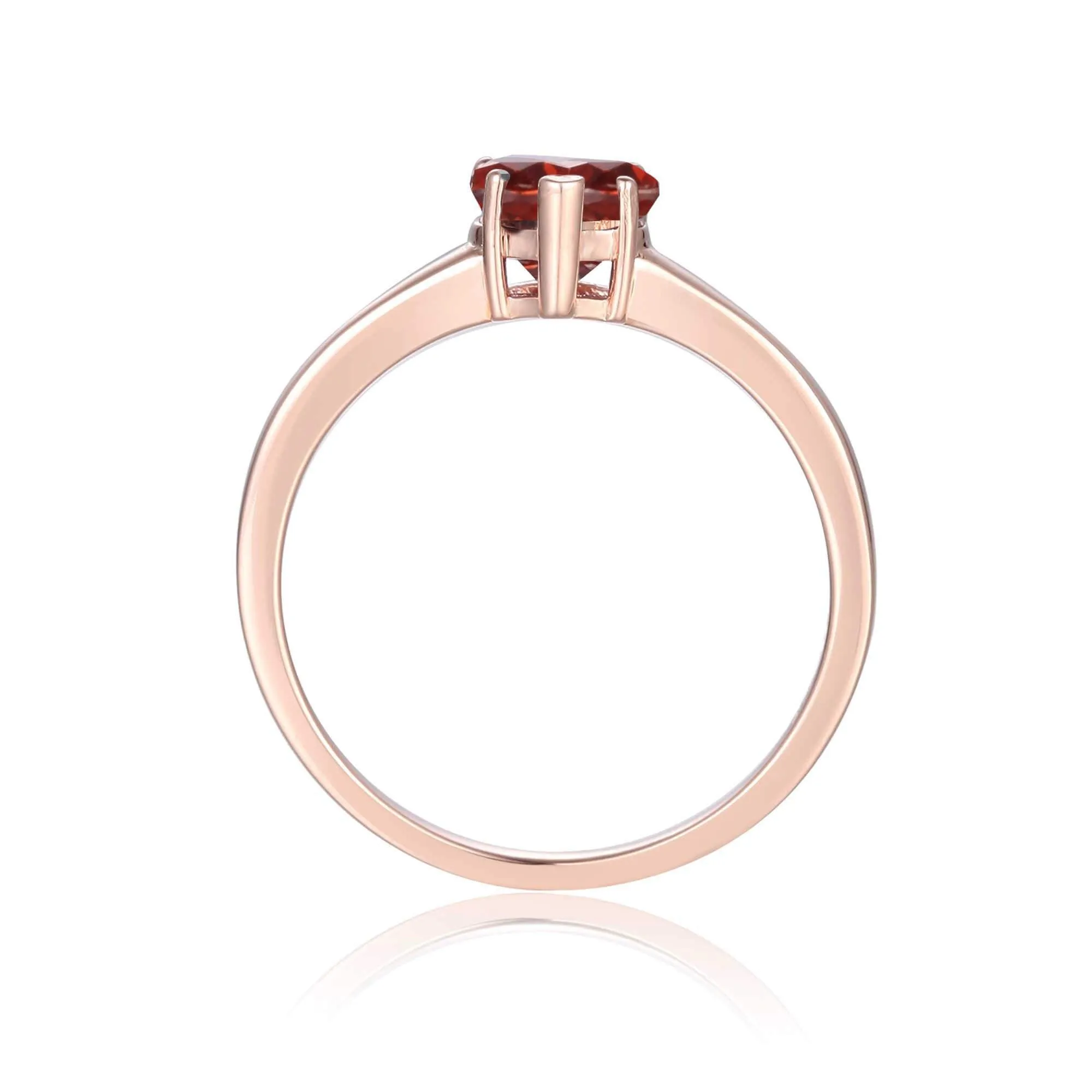 Garnet Solitaire Heart Ring