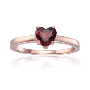 Garnet Solitaire Heart Ring