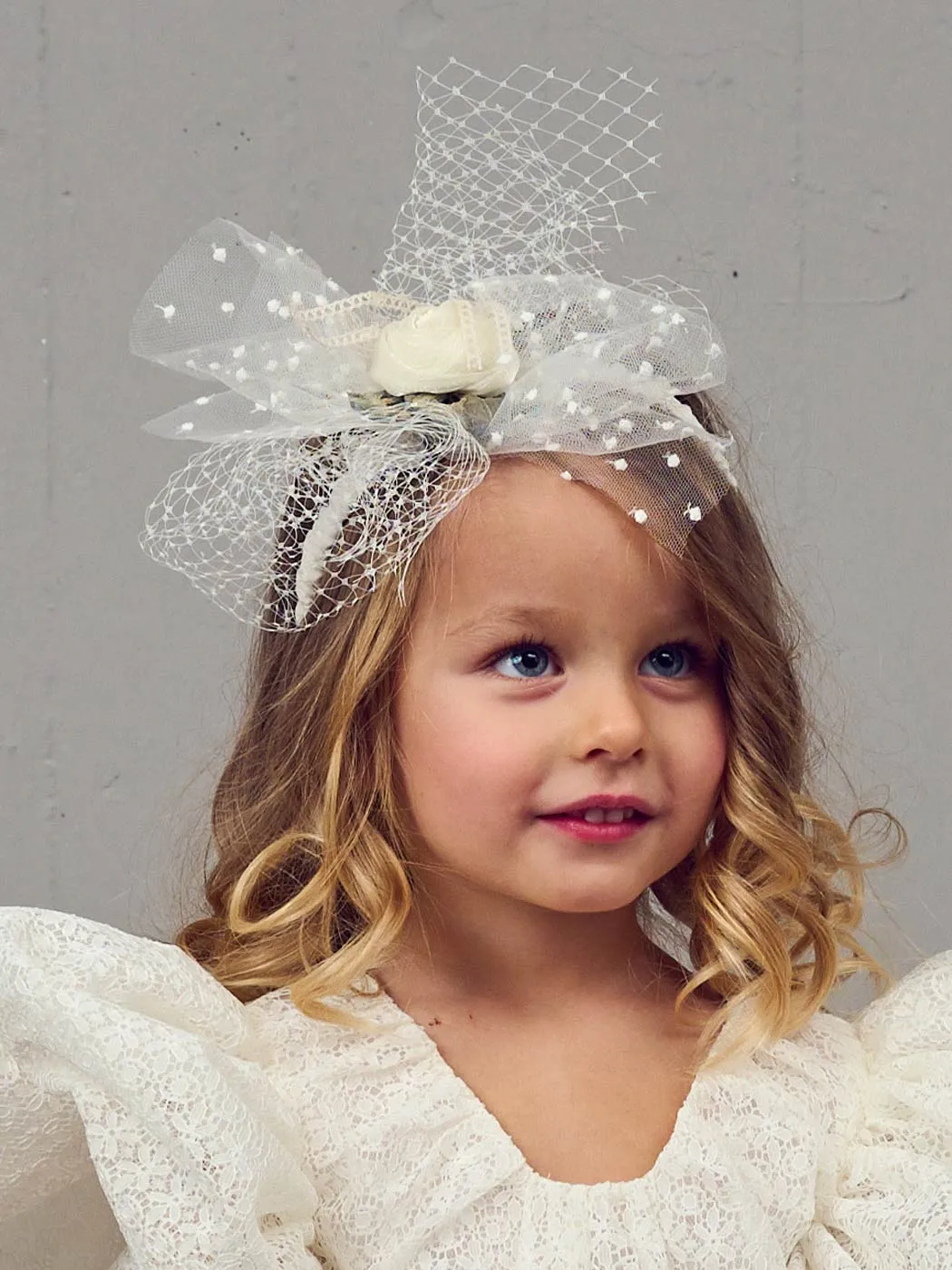 Girl's Headband with flowers & polka dots tulle - HARIS