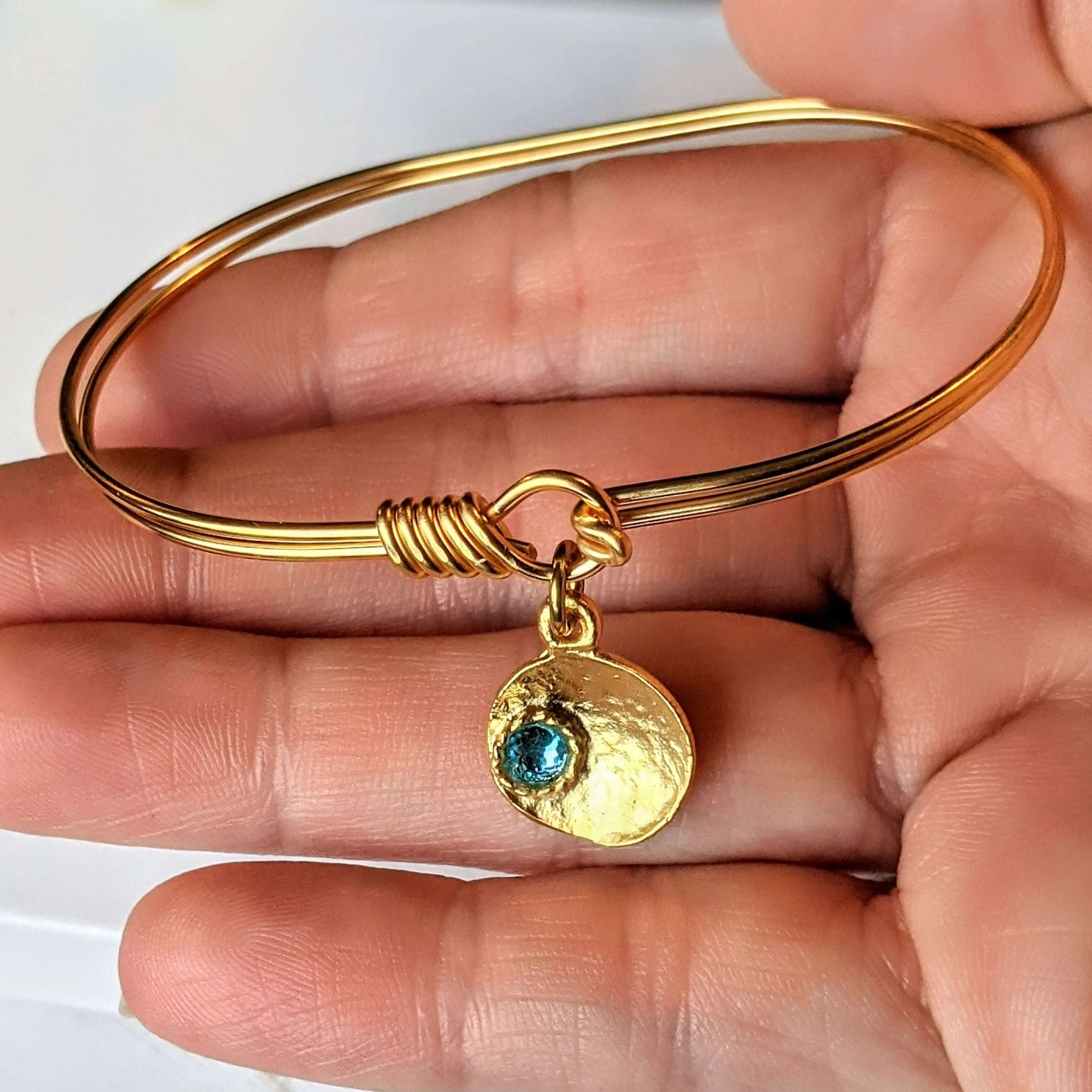 Gold Birthstone Cuff bangle