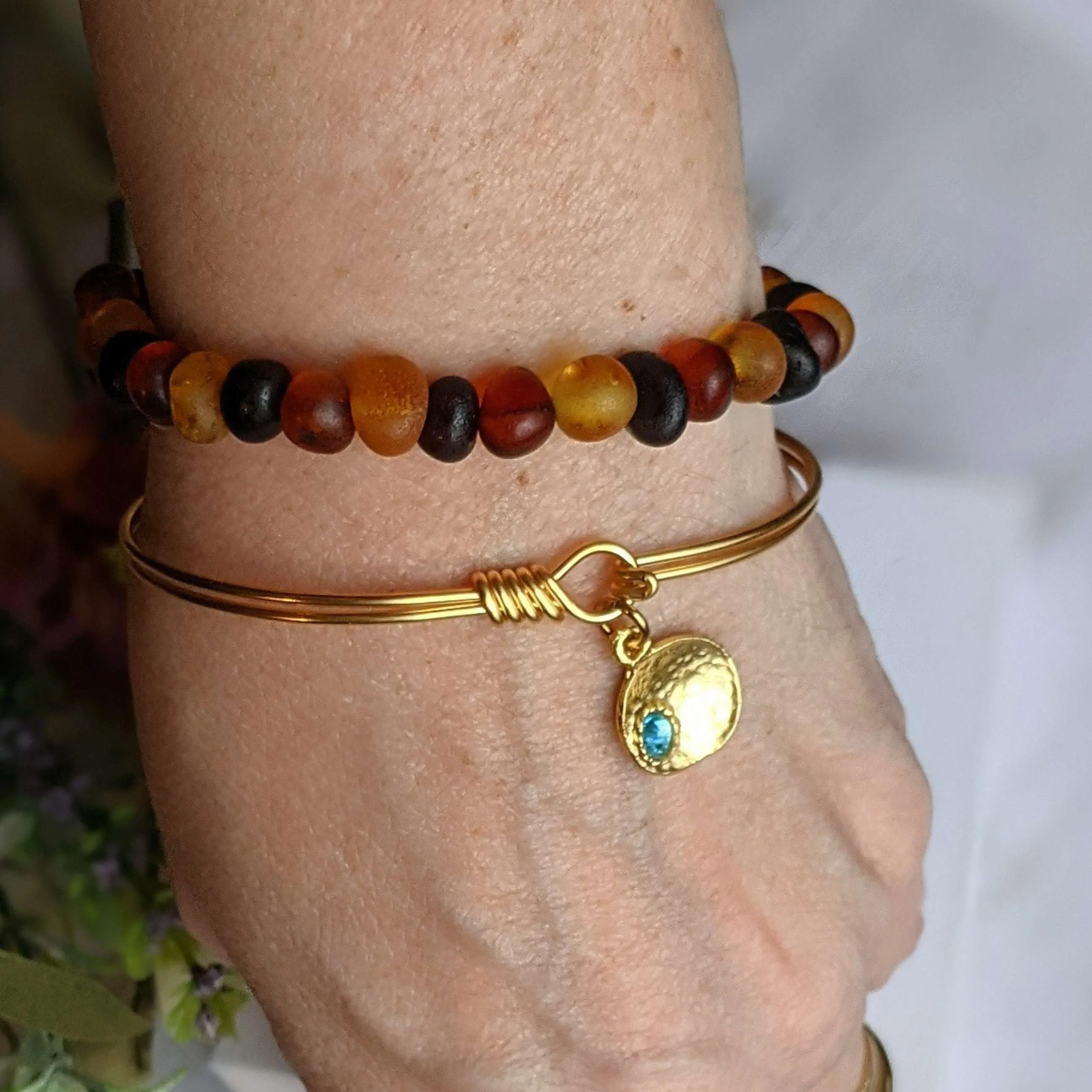 Gold Birthstone Cuff bangle