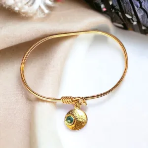 Gold Birthstone Cuff bangle