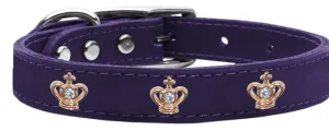 Gold Crown Widget Genuine Leather Dog Collar Purple 10