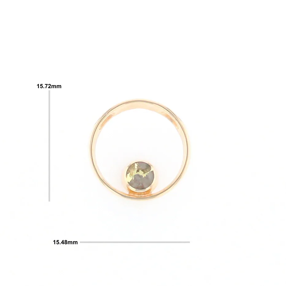 Gold Quartz Pendant Open Circle Design Round Inlay Pendant