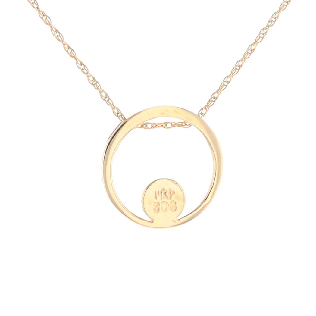 Gold Quartz Pendant Open Circle Design Round Inlay Pendant