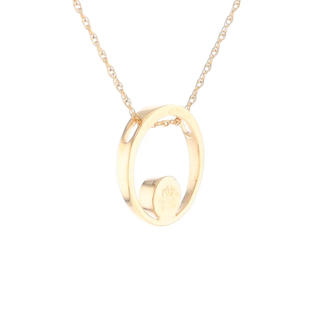 Gold Quartz Pendant Open Circle Design Round Inlay Pendant