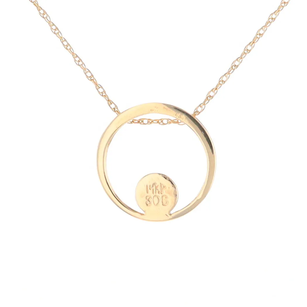 Gold Quartz Pendant Open Circle Design Round Inlay Pendant