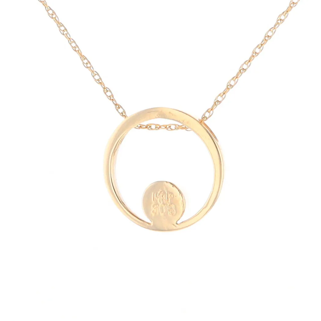 Gold Quartz Pendant Open Circle Design Round Inlay Pendant