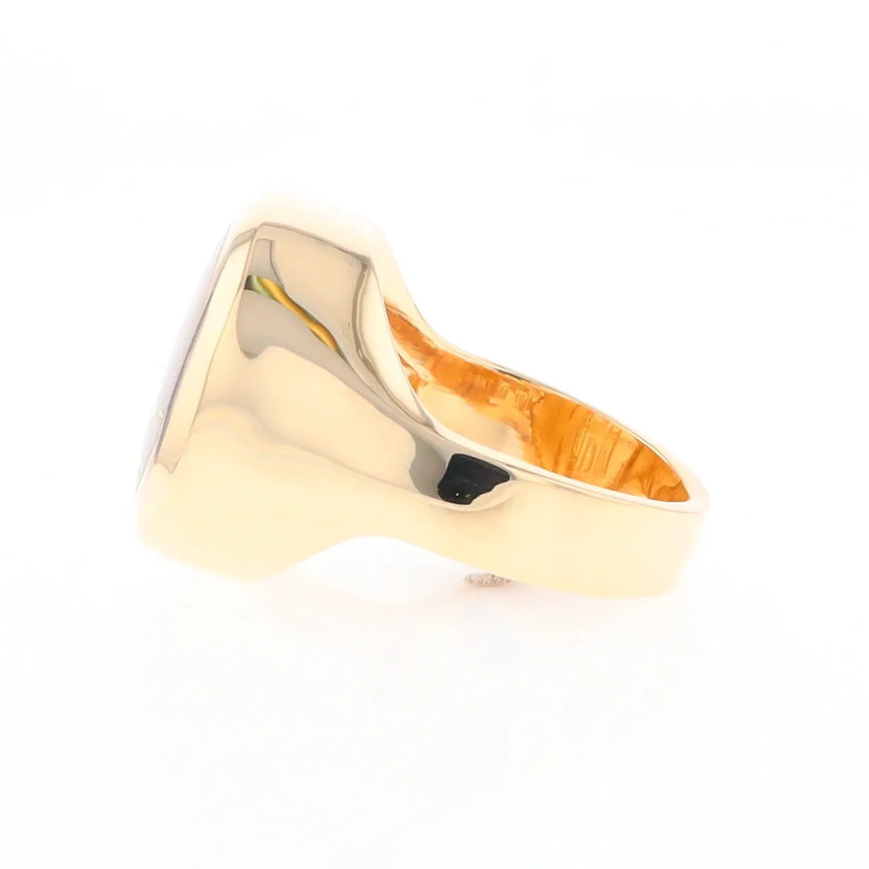 Gold Quartz Ring, Rectangle Inlaid Center