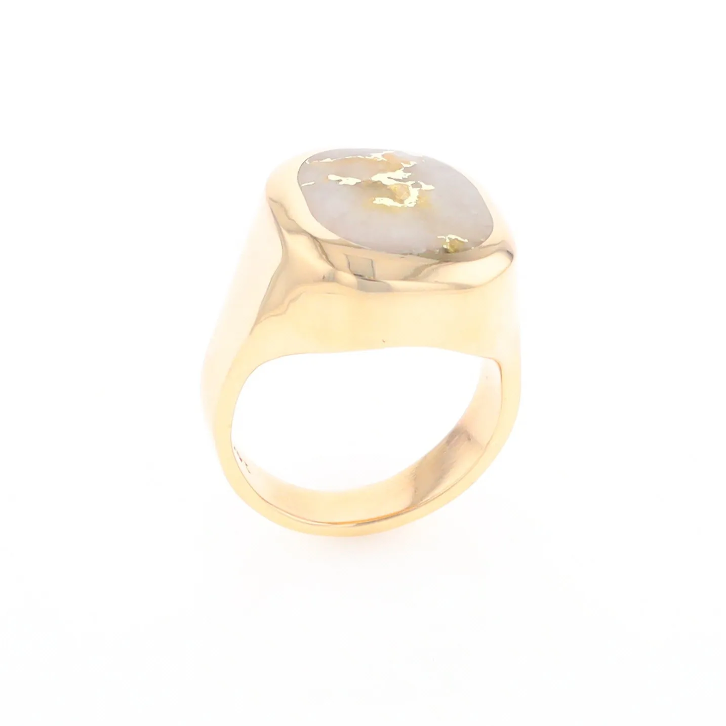 Gold Quartz Ring, Rectangle Inlaid Center