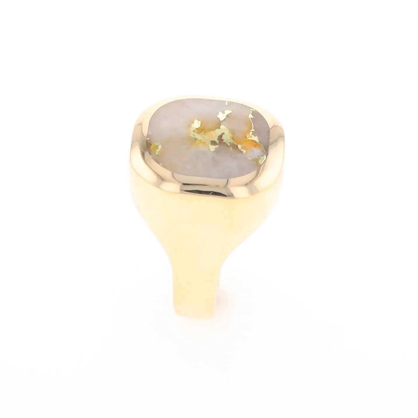 Gold Quartz Ring, Rectangle Inlaid Center