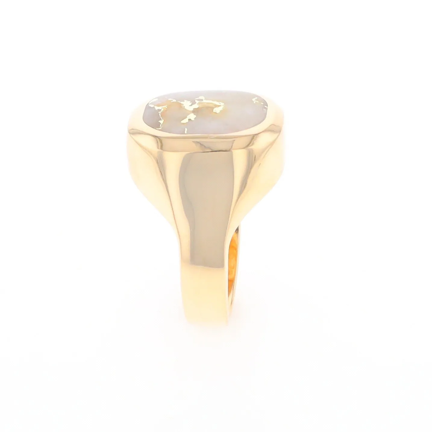 Gold Quartz Ring, Rectangle Inlaid Center