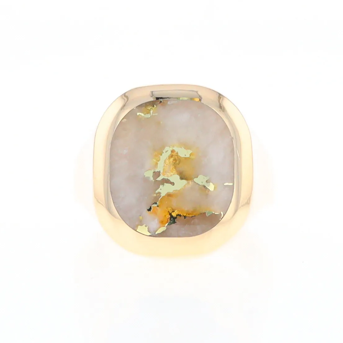 Gold Quartz Ring, Rectangle Inlaid Center