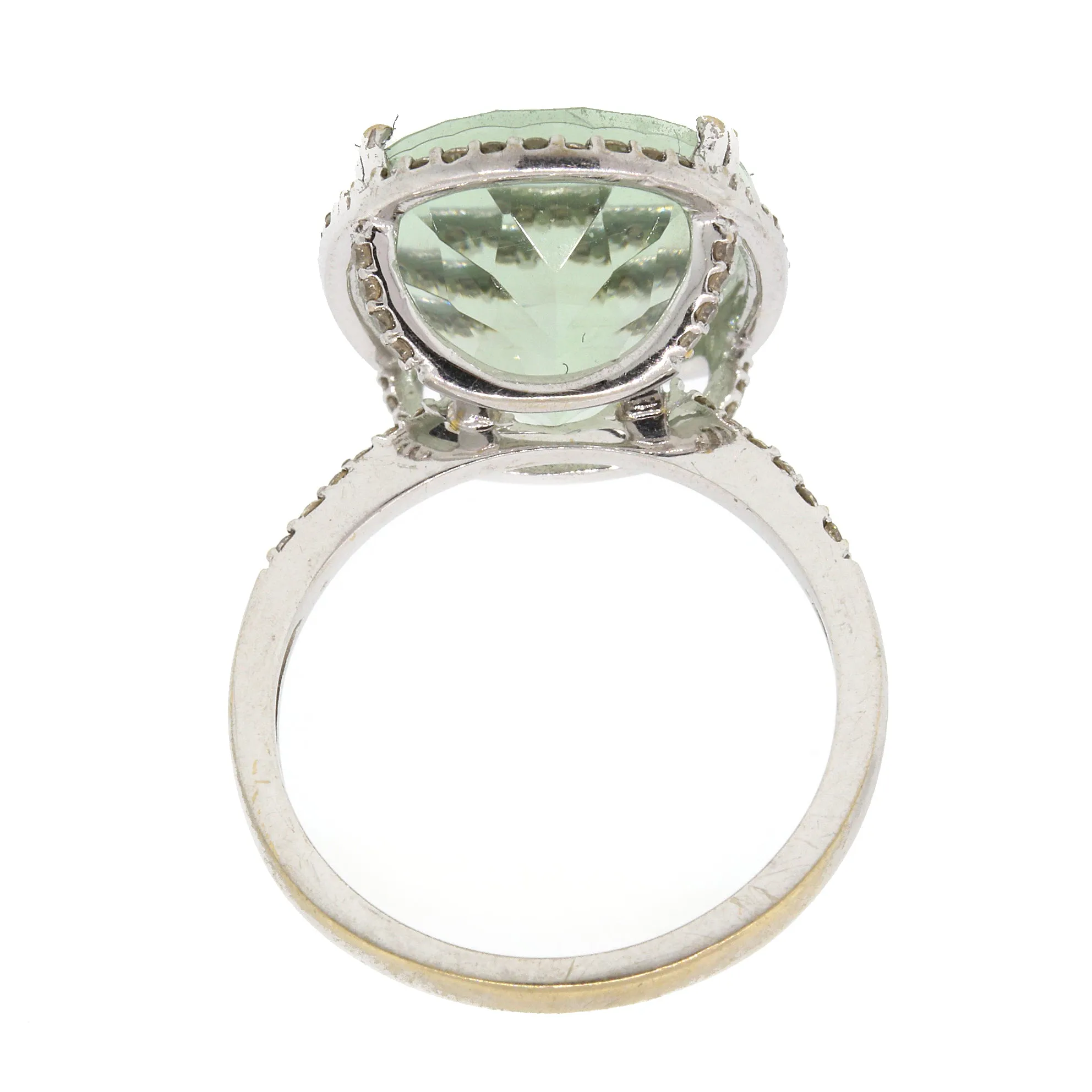 Green Aquamarine & Diamond Ring in 14k Gold