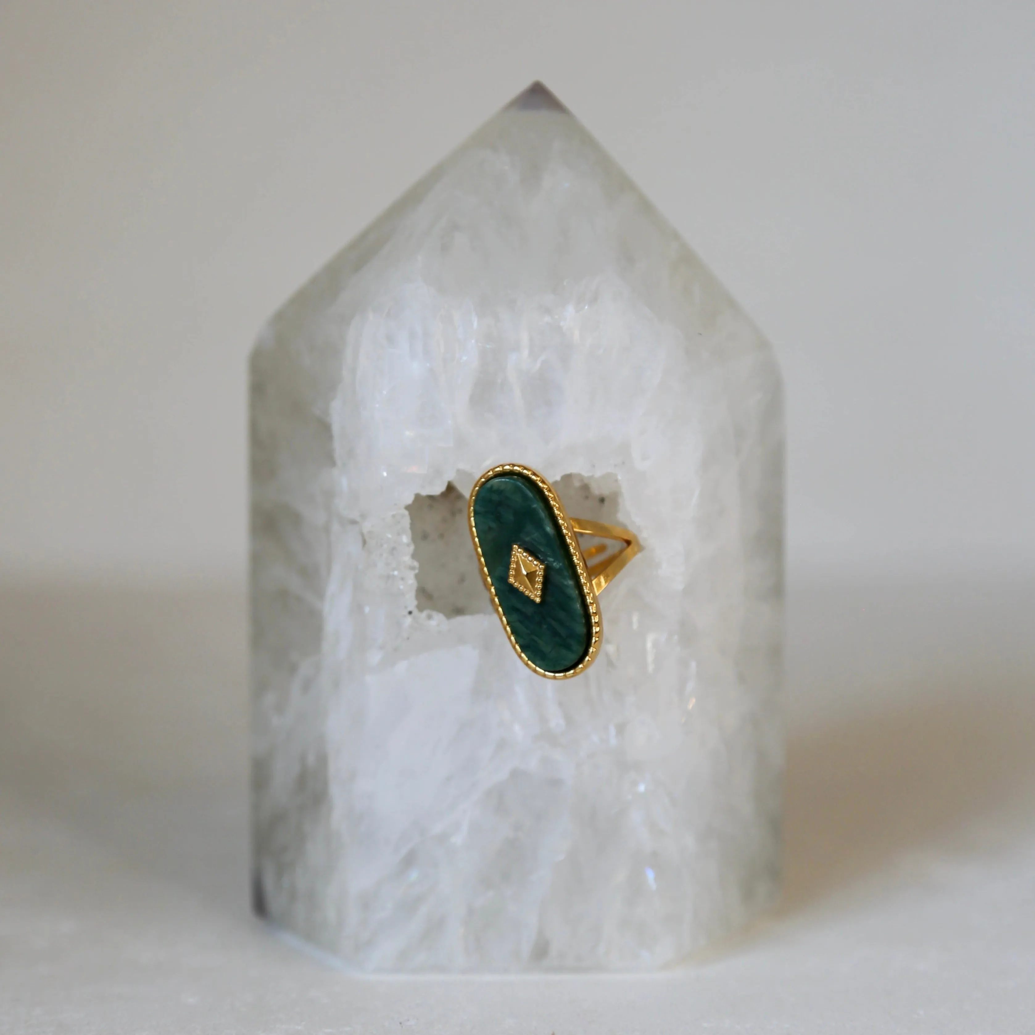 Green Jade Oval Ring