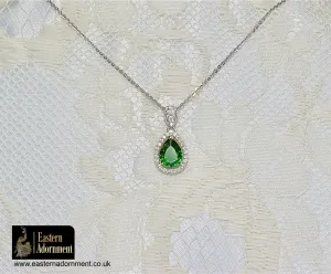 Green Siberian Quartz and CZ Pendant