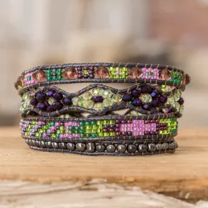 Handcrafted Beaded Positive Energy Long Wrap Bracelet - Wisdom of the Cosmos | NOVICA