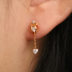 Heart crown dangle earrings