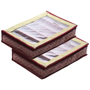 Heart Home Multipurpose Tribal Design Laminated 5 Rod Bangle Box/Organizer/Case With Tranasparent Top - Pack of 2 (Maroon)-47HH0523