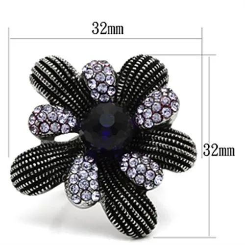 High polished (no plating) Stainless Steel Ring with Synthetic Synthetic Glass in Amethyst for Women Style TK607