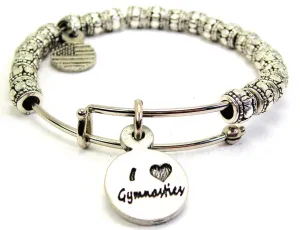 I Love Gymnastics Metal Beaded Bracelet