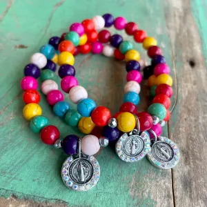 Iridescent Crystal St Benedict Multicolor Bracelet