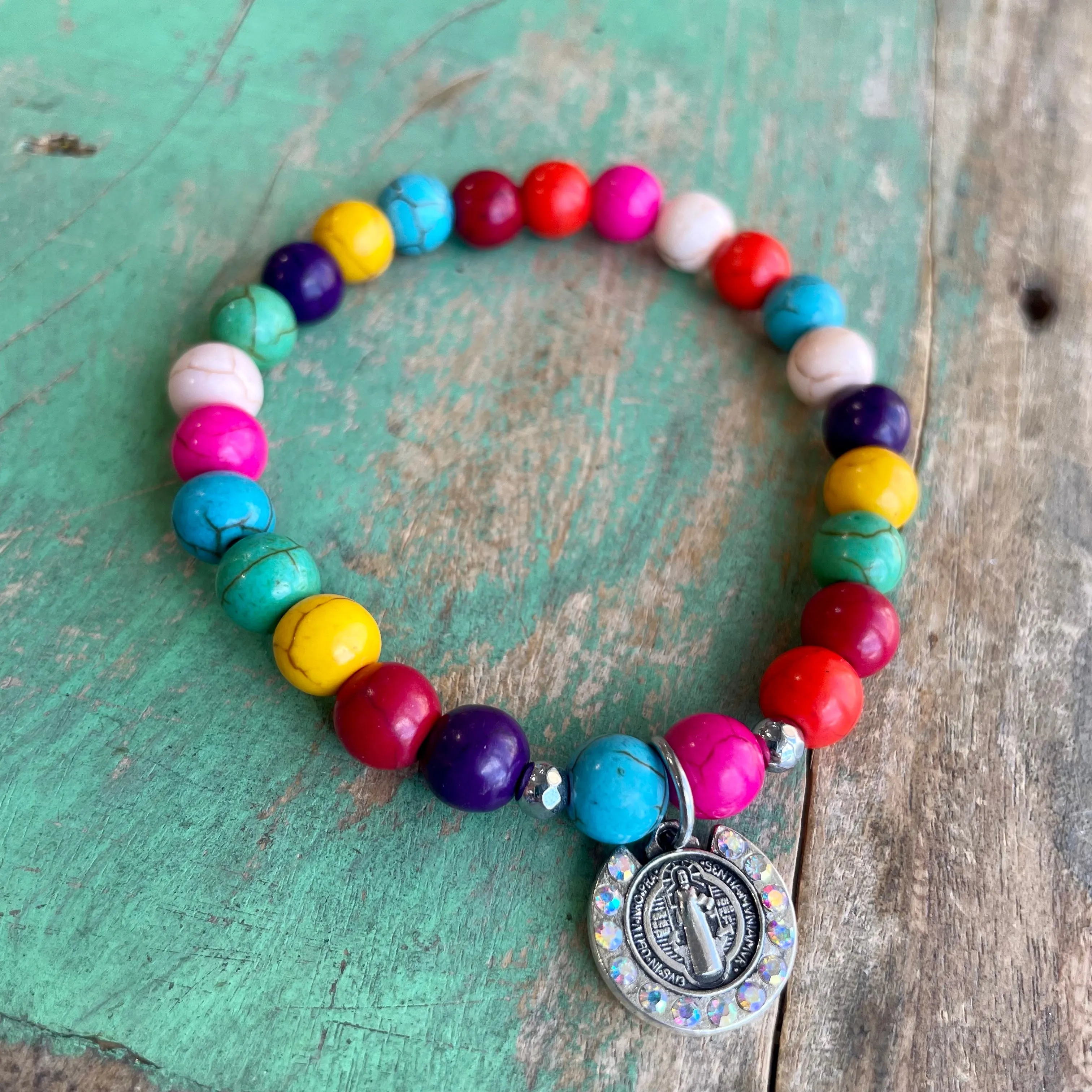 Iridescent Crystal St Benedict Multicolor Bracelet