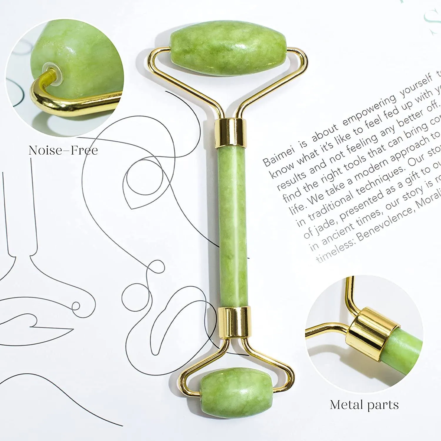 Jade Roller & Gua Sha Set Facial Beauty Tools Face Roller Skin Massager