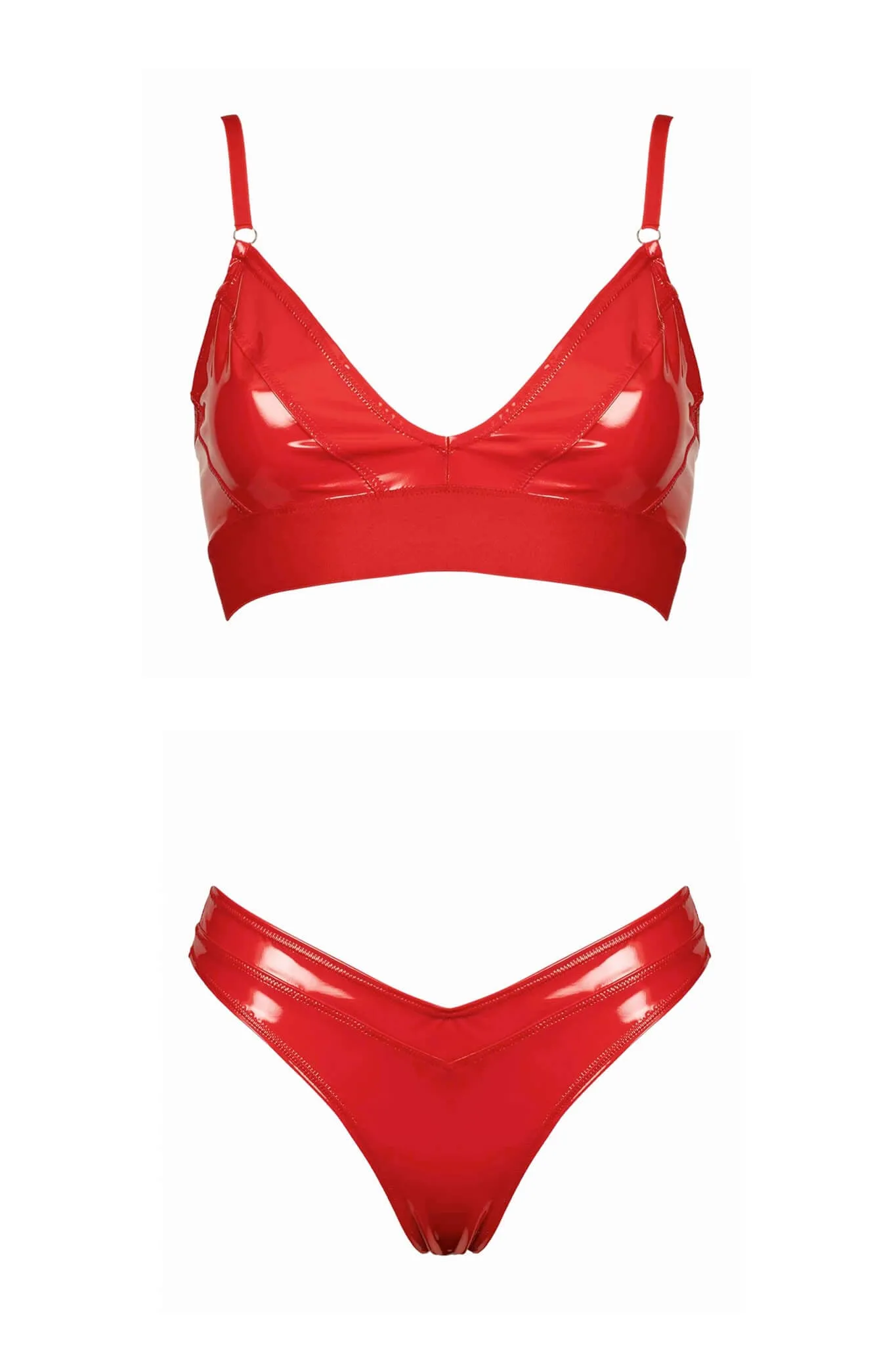 Jade Vegan Red Leather Lingerie Set