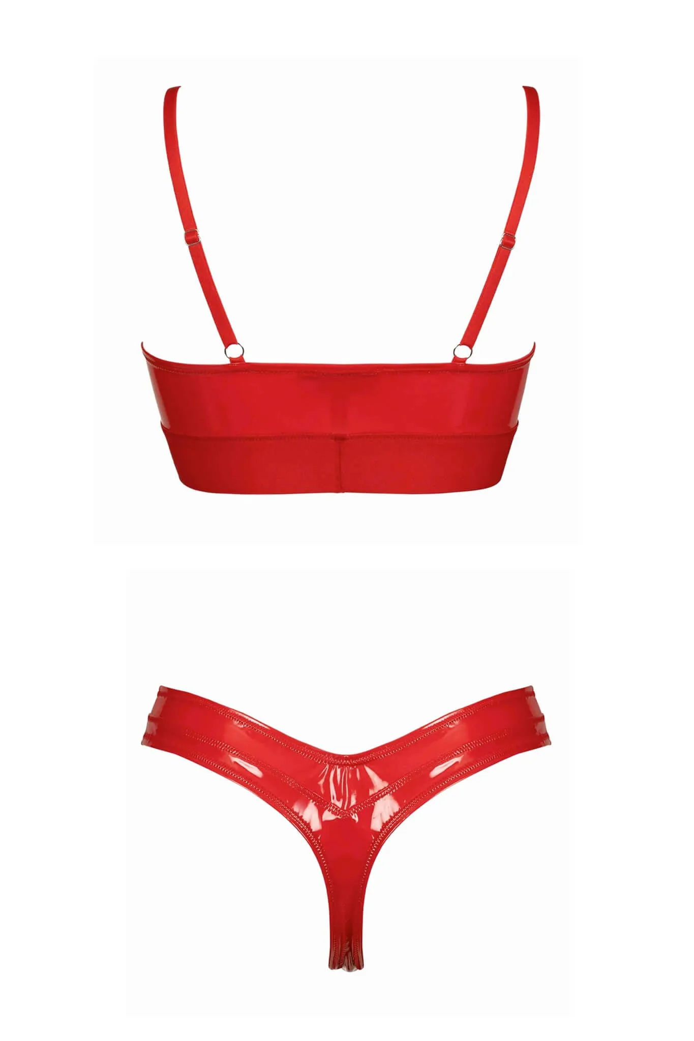 Jade Vegan Red Leather Lingerie Set