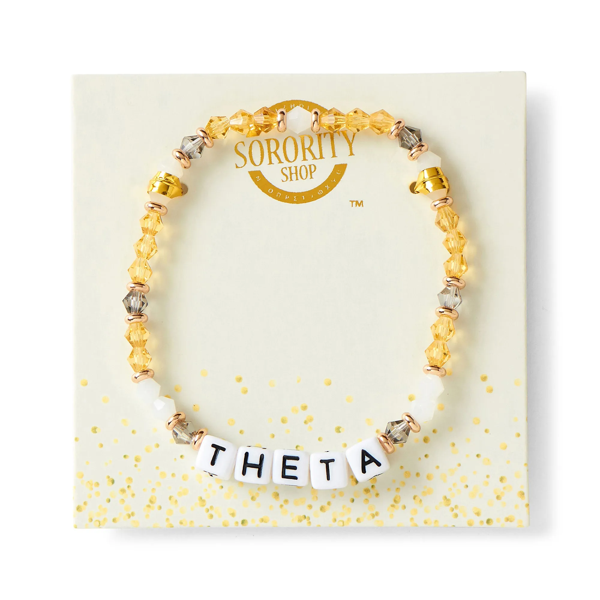 Kappa Alpha Theta Bracelet With Glass Beads and 18K Gold Accent Beads