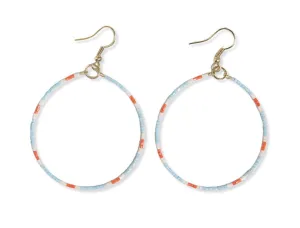 Kelly Dot Beaded Hoop Earrings Light Blue