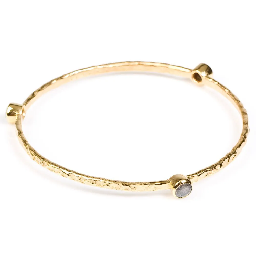 Labradorite Gold Plated Stacking Bangle