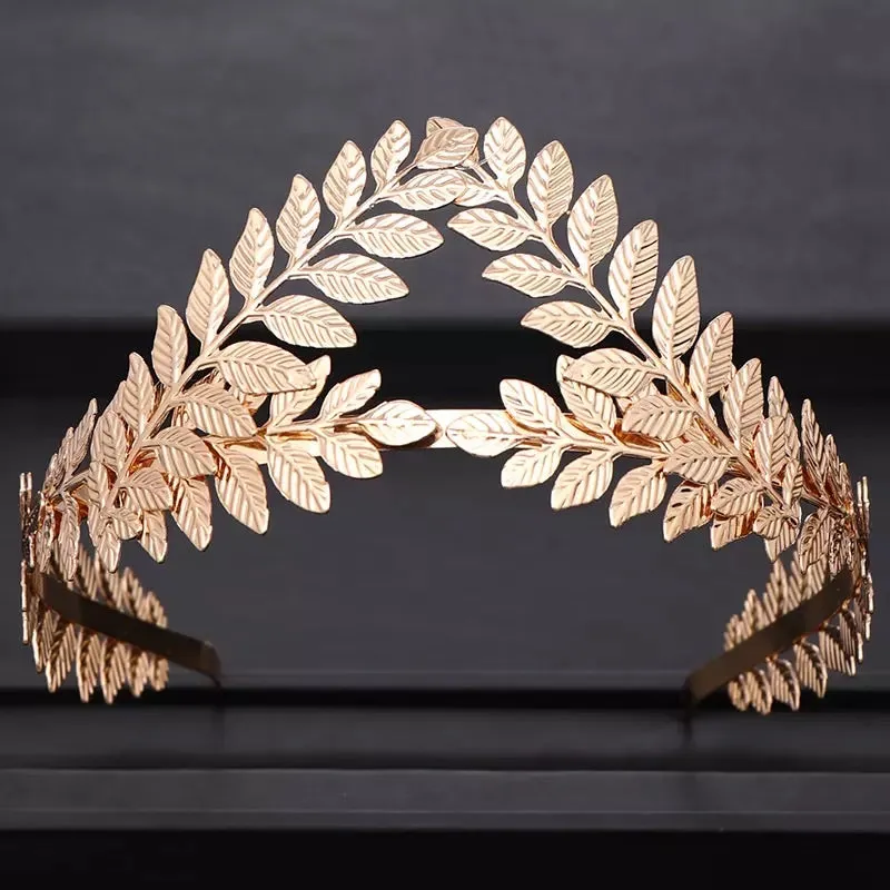 Leaf Metal Racewear Grecian Headpiece Headband - Gold (Style 3)