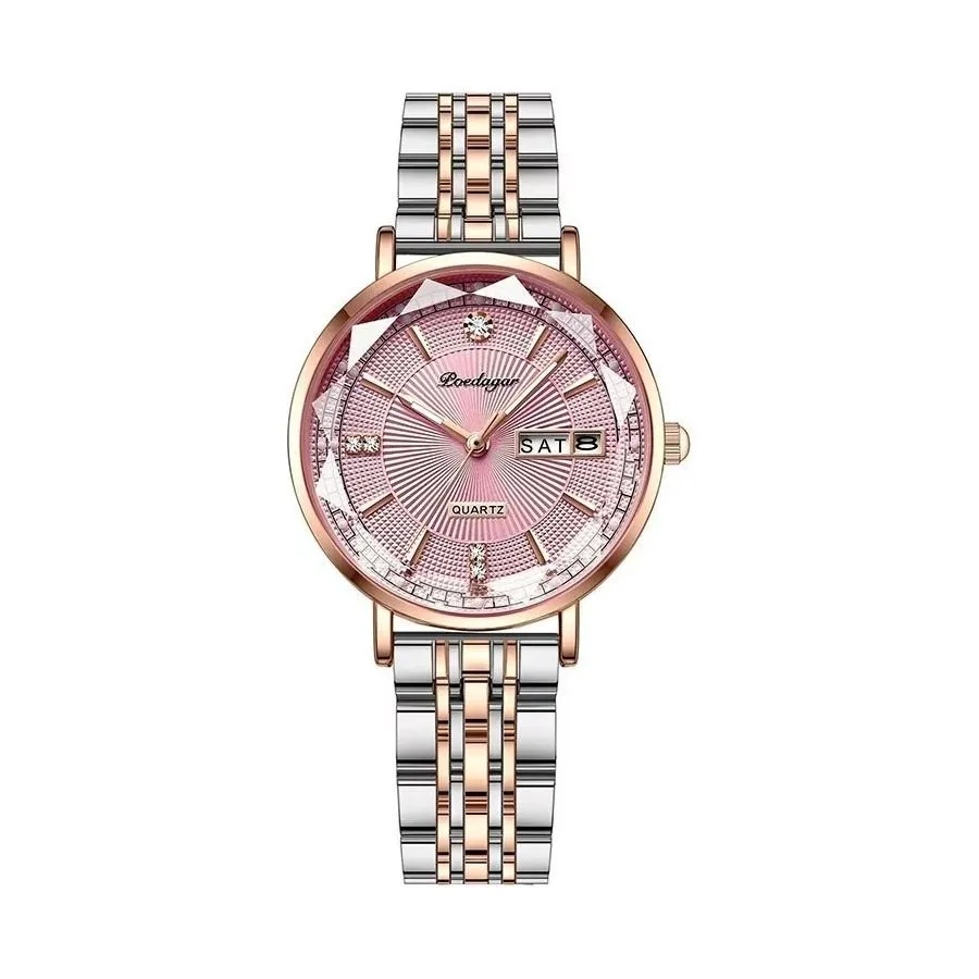 LustrousLuxe Waterproof Luminous Stainless Quartz Watch