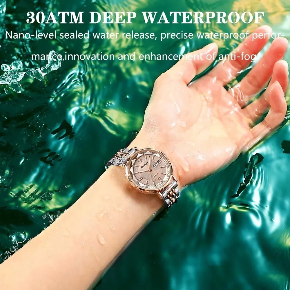 LustrousLuxe Waterproof Luminous Stainless Quartz Watch