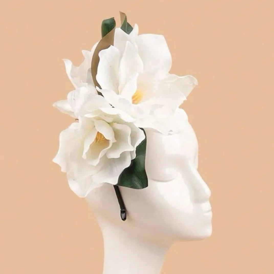 Magnolia Flower Headband - Handmade Headpiece, Flower Headpiece, Floral Headband, Southern Belle