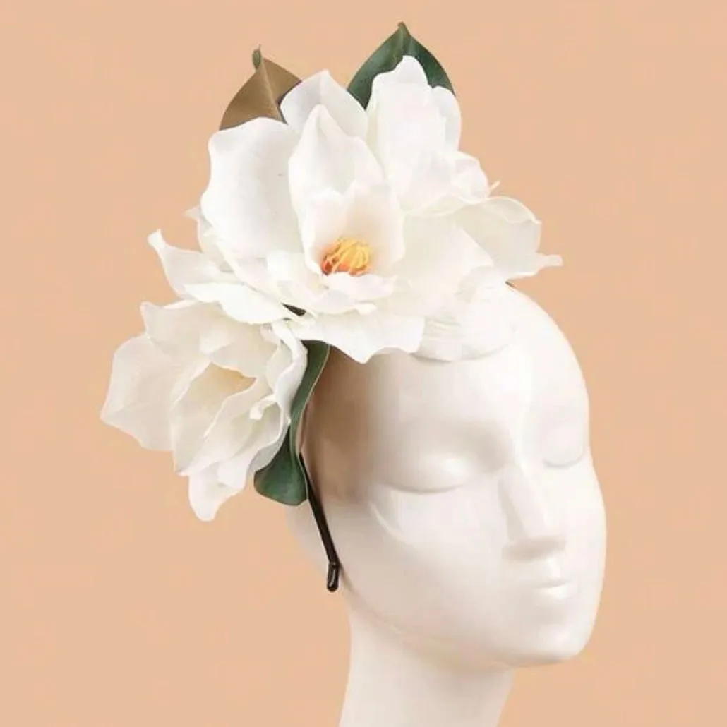 Magnolia Flower Headband - Handmade Headpiece, Flower Headpiece, Floral Headband, Southern Belle