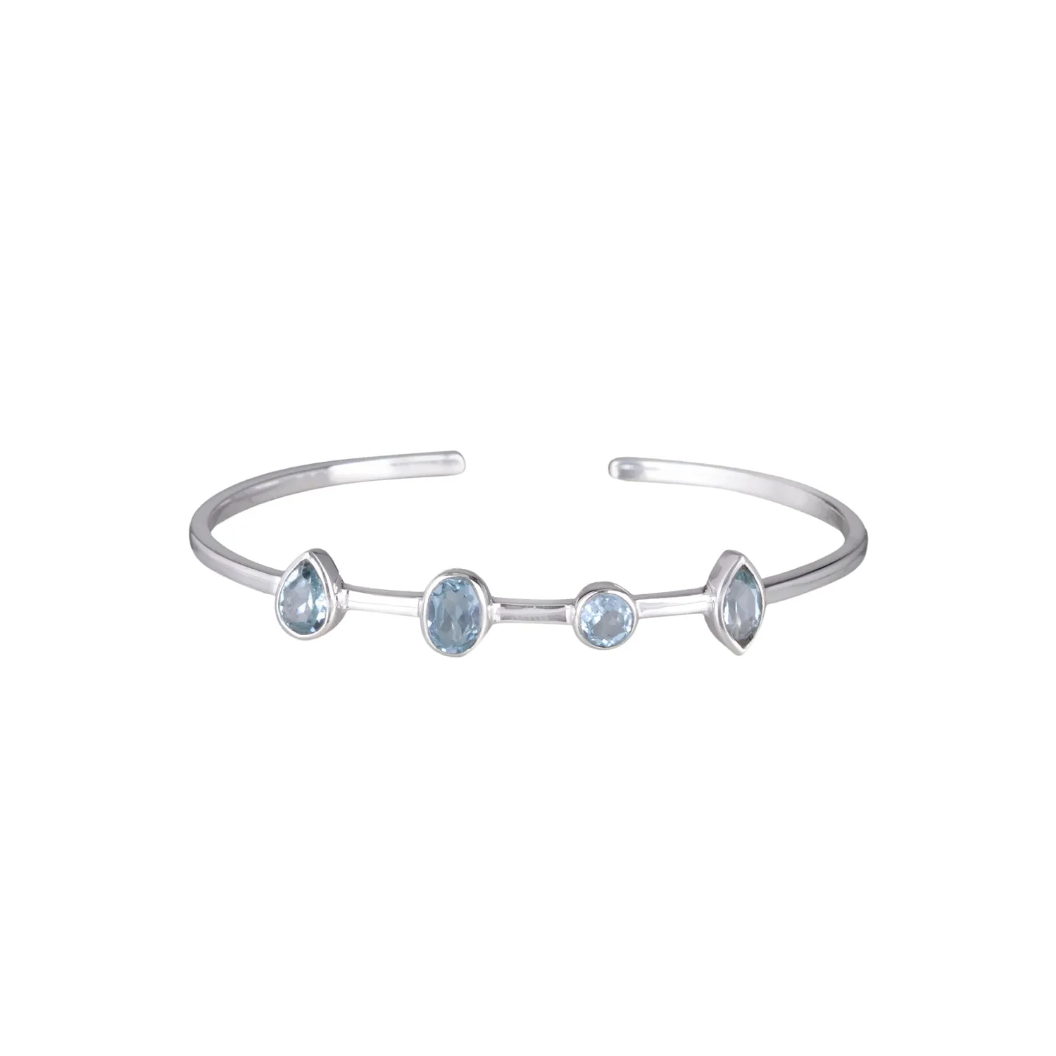 March Birthstone Cuff , Sterling Silver