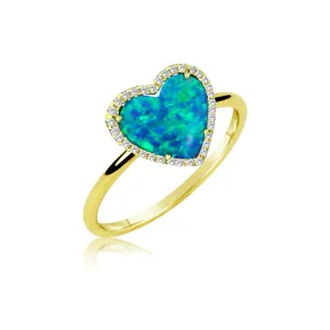 Meira T Opal and Diamond Heart  Ring