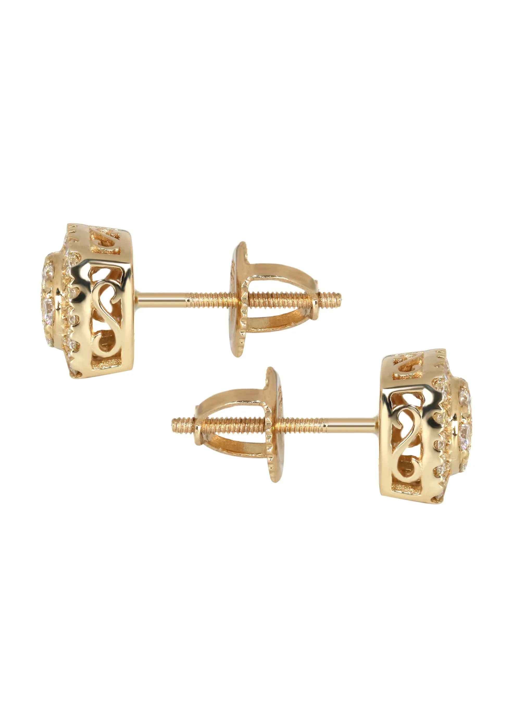 Mens Stud Diamond Earrings | 0.56 Carats 14K Yellow Gold