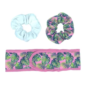 Microfiber Headband   Scrunchie Set - Palm