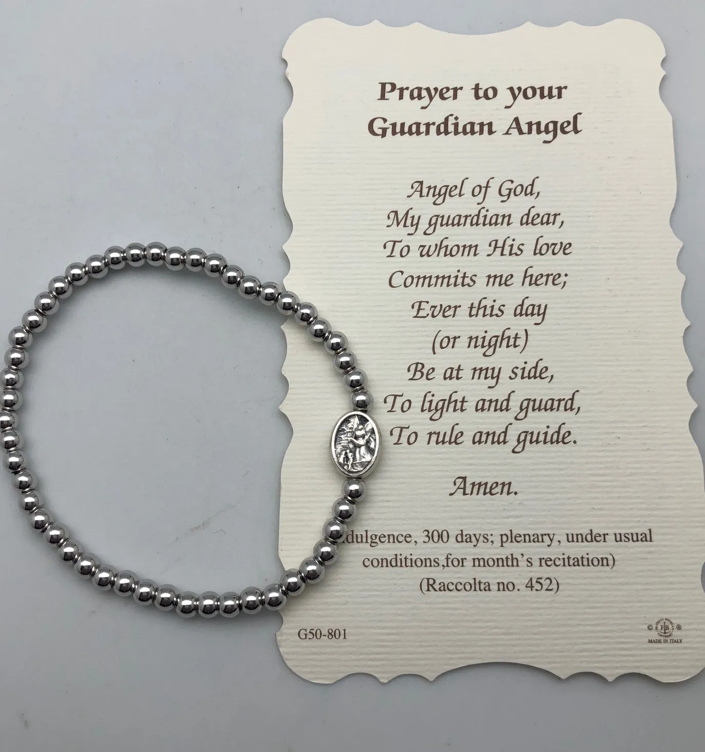 Mini St. Michael Guardian Angel Elastic Bead Bracelet